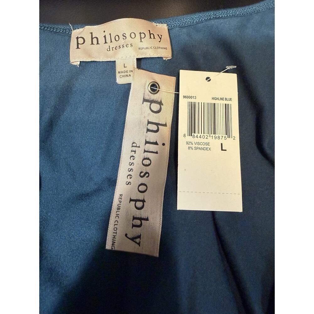 Philosophy Dresses Blue Maxi Tank Dress Sleeveless Stretch Size Large NWT - Picture 5 of 11